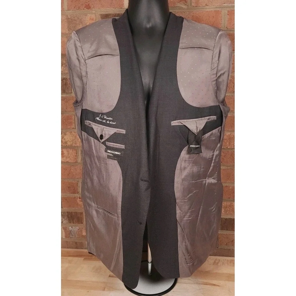 Indochino Luxury Mens 38R Blazer Solid Gray Wool Cashmere Sport Coat Jacket